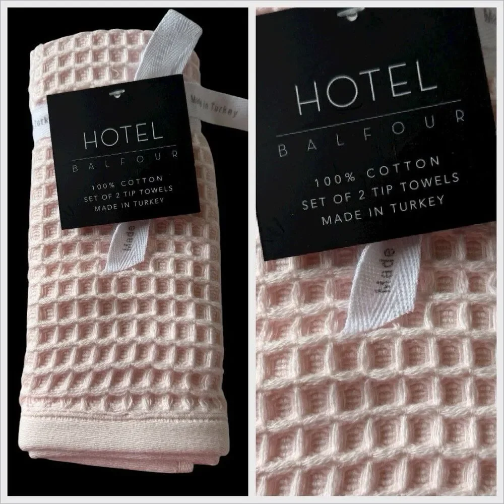 Hotel Balfour Fingertip Baby Pink Towels Set Of 2 Cotton 12X18 Made in Turkey